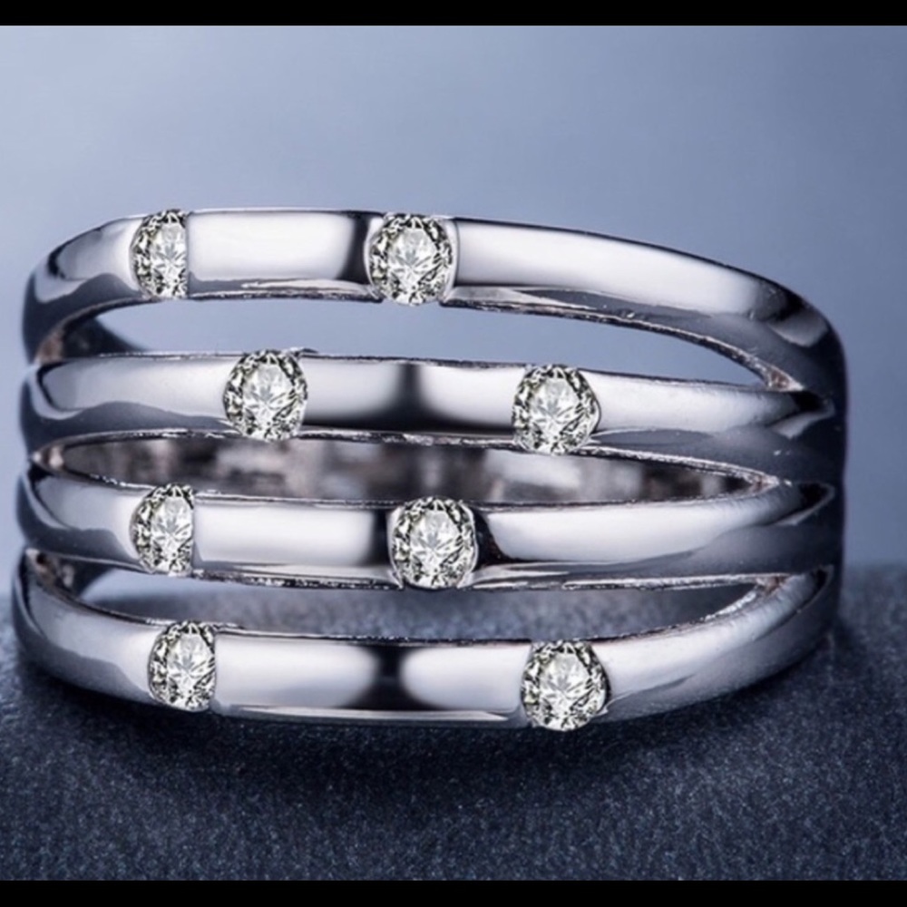 .925 Sterling Silver .75 Carat White Sapphire Band
